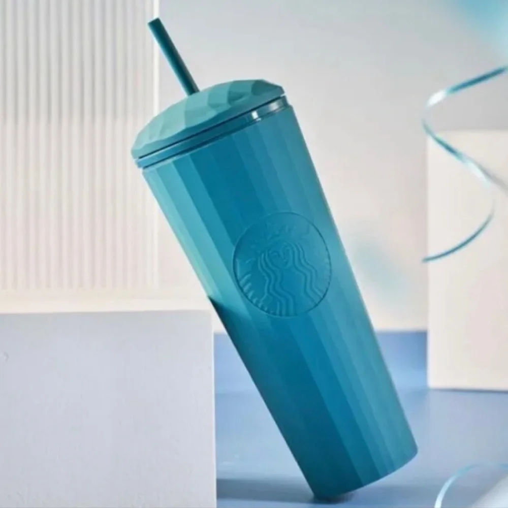 π Starbucks Matte Teal Aqua Dark Turquoise Blue Venti Tumbler NEW Overseas HTF - Picture 1 of 11